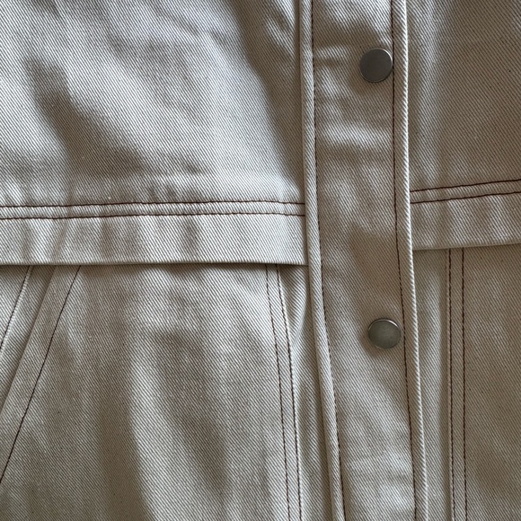 bagatelle Cream Jean Jacket with Brown Gingham Collar - Picture 4 of 7